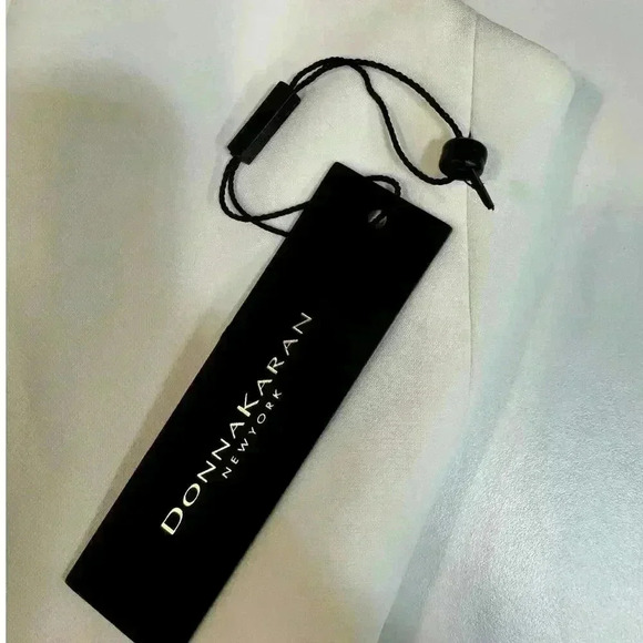 Donna Karan Modern Ivory Long Double Breasted Poly Vest Hook Closure Size 4 NWT - Picture 11 of 15